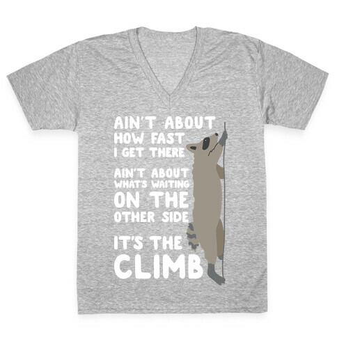 The Climb Raccoon Parody V-Neck Tee Shirt