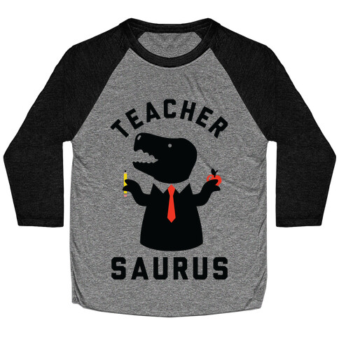 Teacher Saurus Tie Baseball Tee