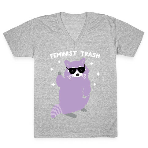 Feminist Trash Raccoon V-Neck Tee Shirt