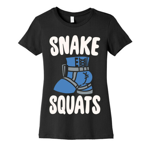 Snake Squats Parody White Print Womens T-Shirt