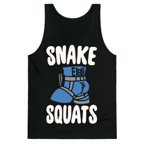 Snake Squats Parody White Print Tank Top