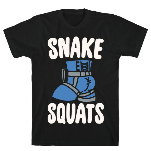Snake Squats Parody White Print T-Shirt