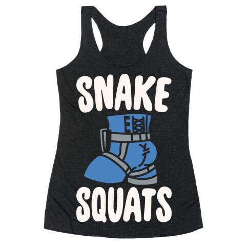 Snake Squats Parody White Print Racerback Tank Top