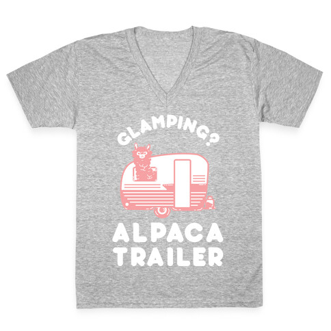 Glamping? Alpaca Trailer V-Neck Tee Shirt