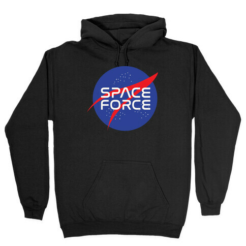 Space Force Parody White Print Hooded Sweatshirt