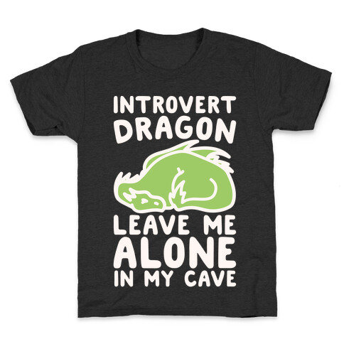 Introvert Dragon White Print Kids T-Shirt