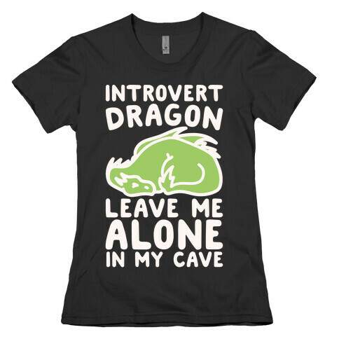 Introvert Dragon White Print Womens T-Shirt