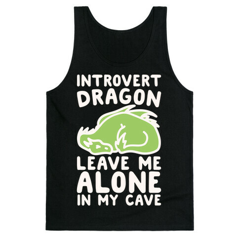 Introvert Dragon White Print Tank Top