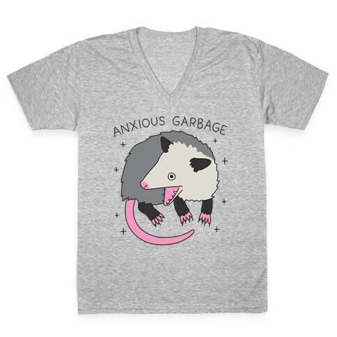 Anxious Garbage Opossum V-Neck Tee Shirt