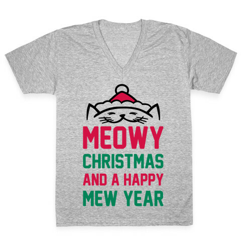 Meowy Christmas V-Neck Tee Shirt