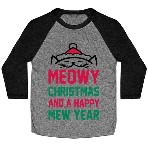 Meowy Christmas Baseball Tee