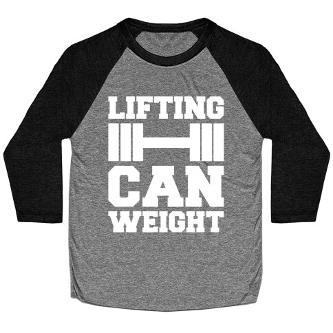 Lifting Can Weight White Print Baseball Tee