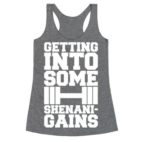 Getting Into Some Shenanigains White Print Racerback Tank Top