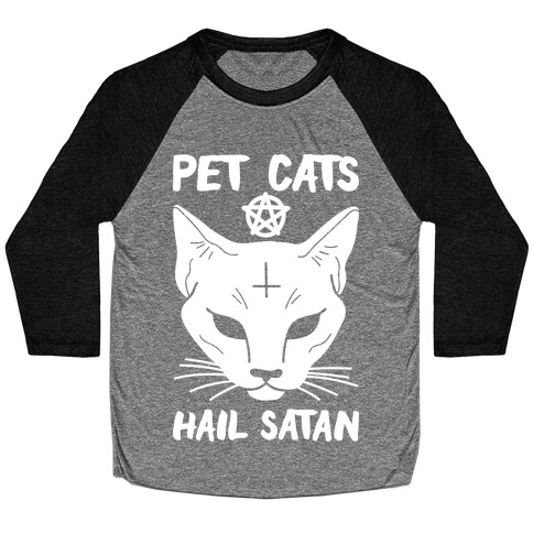 Pet Cats Hail Satan Sphynx Baseball Tee