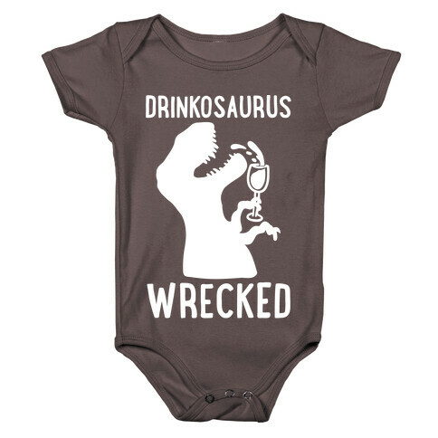 Drinkosaurus Wrecked Parody White Print Baby One-Piece