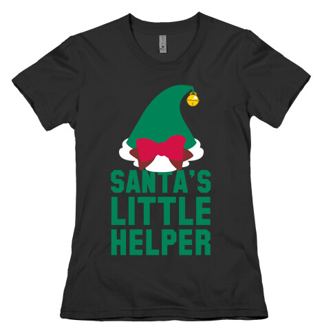 Santa's Little Helper (White Ink) Womens T-Shirt
