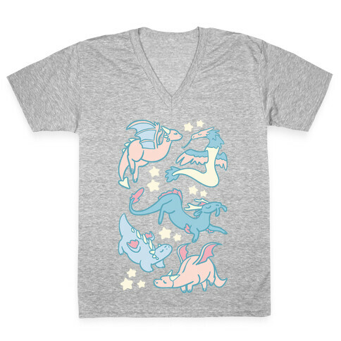 Dreamy Dragon Pattern V-Neck Tee Shirt