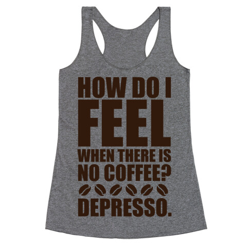 How Do I Feel When There Is No Coffee? Racerback Tank Top