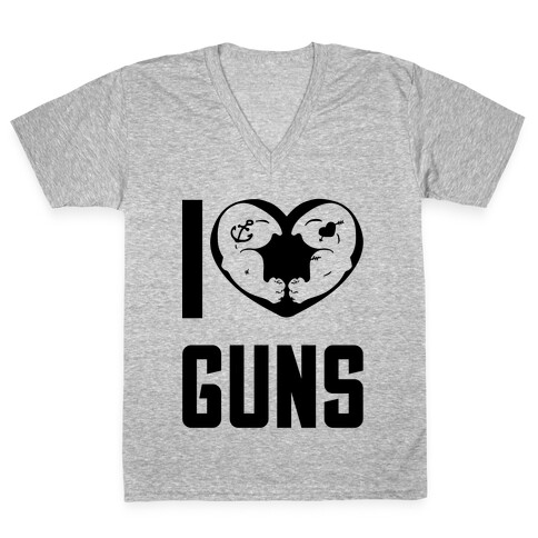 I Heart Guns V-Neck Tee Shirt