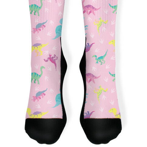 Cute Pastel Pixel Dinosaur Pattern Sock