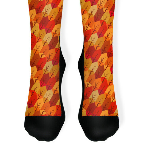 Geometric Fall Leaf Pattern Sock