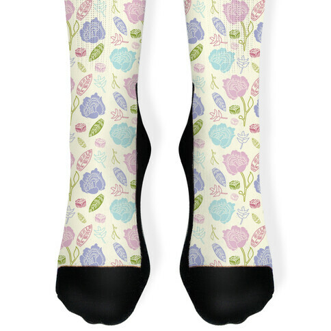 Floral and Leaves Pattern Sock