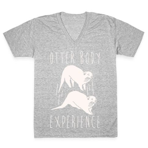 Otter Body Experience White Print V-Neck Tee Shirt