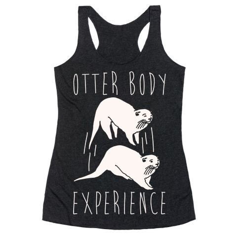 Otter Body Experience White Print Racerback Tank Top