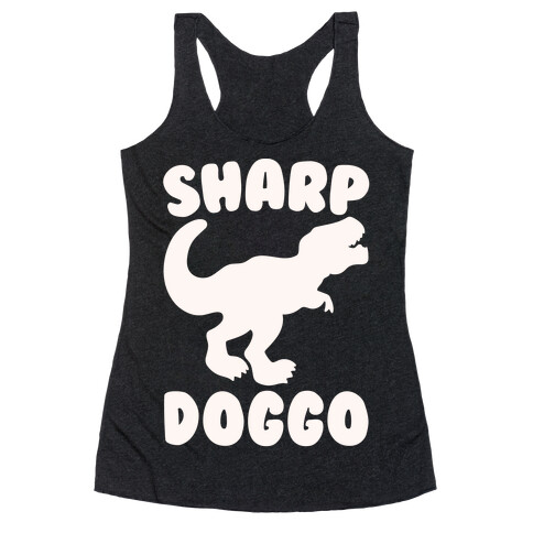 Sharp Doggo White Print Racerback Tank Top