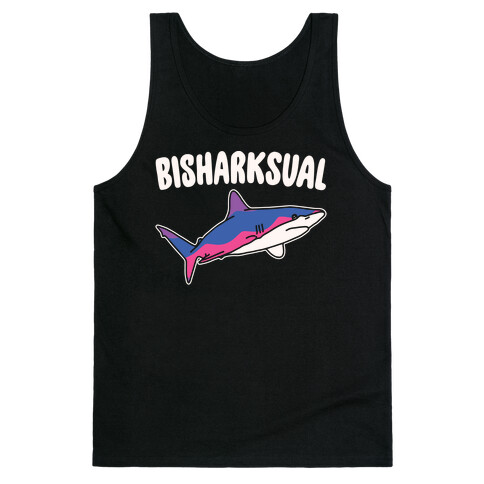 Bisharksual White Print Tank Top