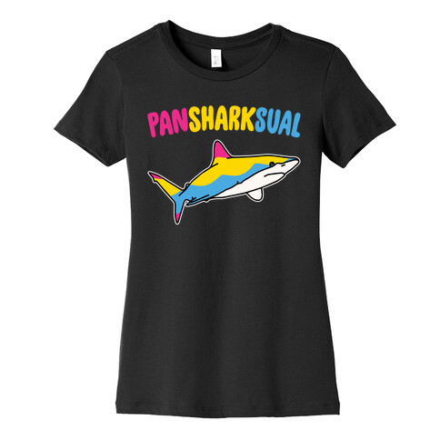 Pansharksual Pansexual Shark Parody White Print Womens T-Shirt