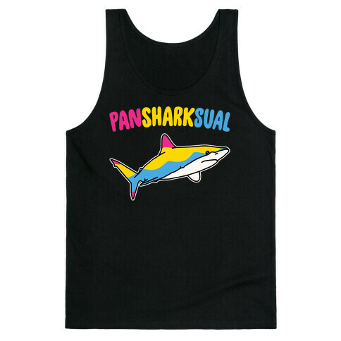 Pansharksual Pansexual Shark Parody White Print Tank Top