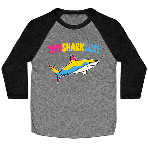 Pansharksual Pansexual Shark Parody White Print Baseball Tee