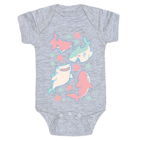 Happy Shark Pattern Baby One-Piece