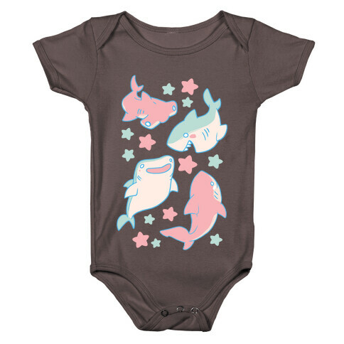 Happy Shark Pattern  Baby One-Piece