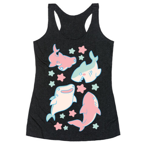 Happy Shark Pattern  Racerback Tank Top