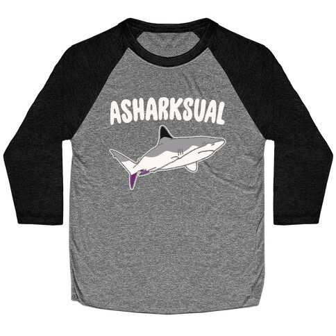 Asharksual White Print Baseball Tee