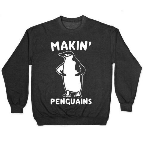 Making Penguians Parody White Print Pullover