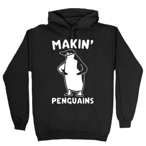 Making Penguians Parody White Print Hooded Sweatshirt