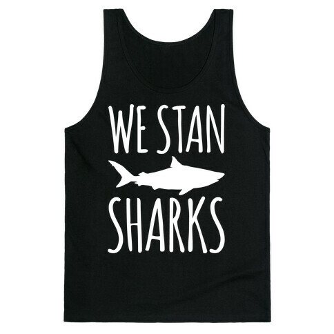 We Stan Sharks White Print Tank Top