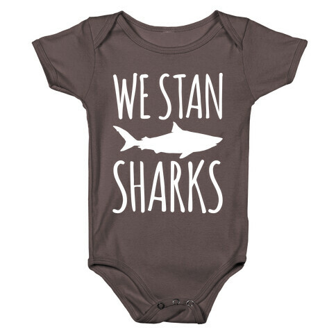 We Stan Sharks White Print Baby One-Piece
