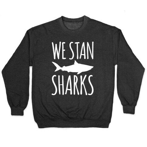 We Stan Sharks White Print Pullover