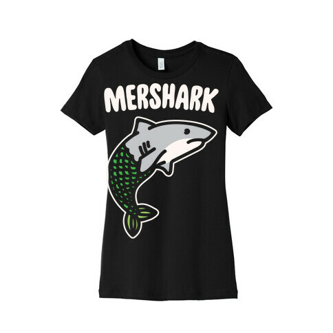 Mershark Parody White Print Womens T-Shirt