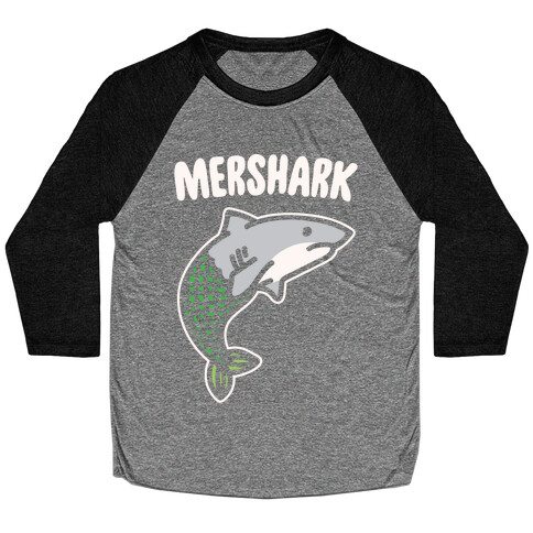 Mershark Parody White Print Baseball Tee