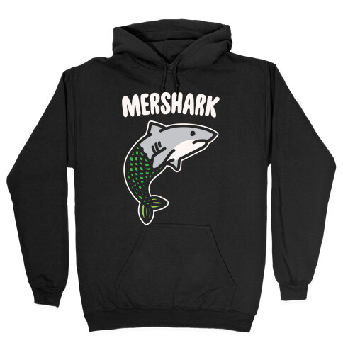 Mershark Parody White Print Hooded Sweatshirt