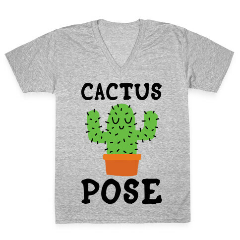 Cactus Pose Yoga V-Neck Tee Shirt