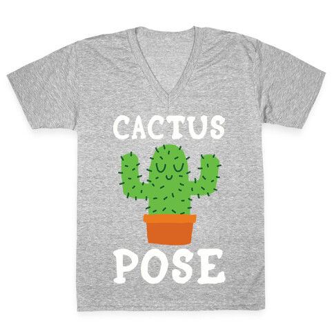 Cactus Pose Yoga V-Neck Tee Shirt