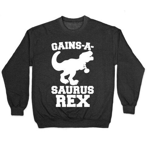 Gains-A-Saurus Rex Parody White Print Pullover