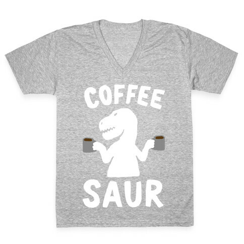 Coffeesaur Dinosaur V-Neck Tee Shirt