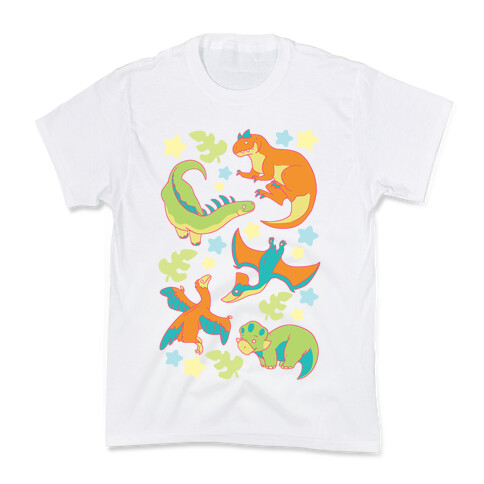 Funky Dinosaur Friends Pattern Kids T-Shirt